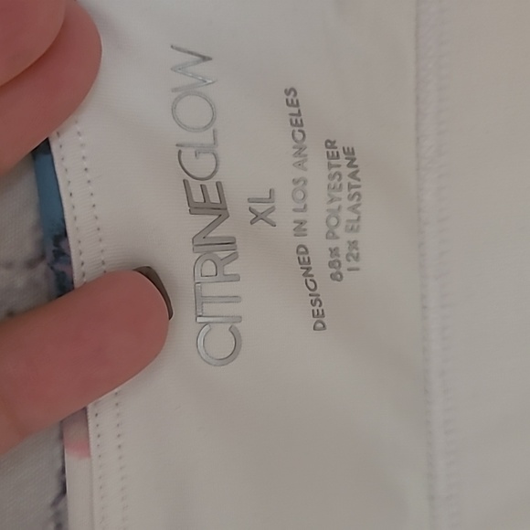 Citrine Glow Blue Floral White Sport Athleisure Bra Size XL - Picture 4 of 4